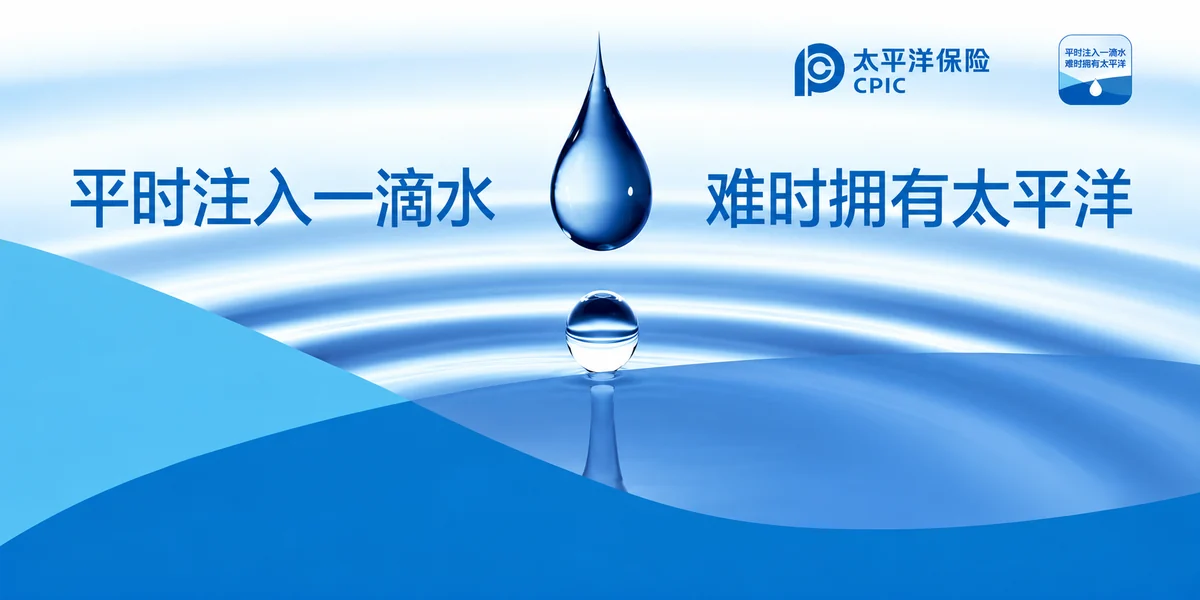 太平洋保险宣传图:平时注入一滴水,难时拥有太平洋